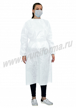 Халат одноразовый с поясом (плотность 40 гр/кв.м)